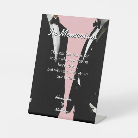 Elegant Modern Gay Men Wedding Rainbow In Memoriam 台座サイン (正面)