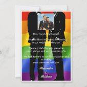 Elegant Modern Gay Men Wedding Rainbow Photo サンキューカード (裏面)