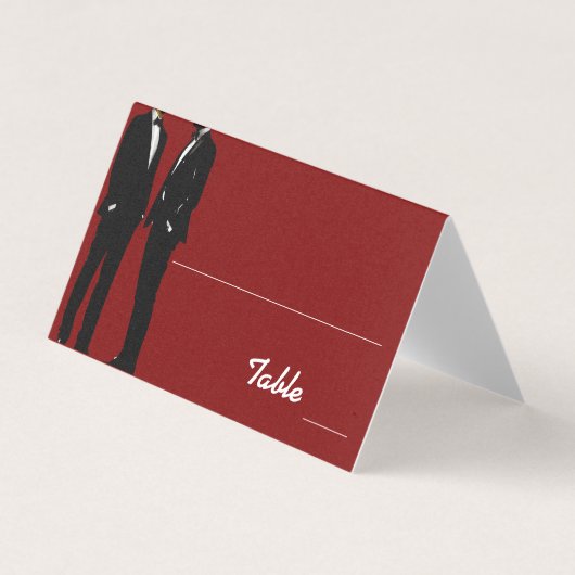 Elegant Modern Gay Men Wedding Rainbow Place Cards (正面)