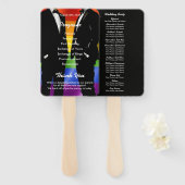 Elegant Modern Gay Men Wedding Rainbow Program ハンドファン (正面&裏面)