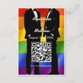 Elegant Modern Gay Men Wedding Rainbow QR Code エンクロージャーカード (裏面)