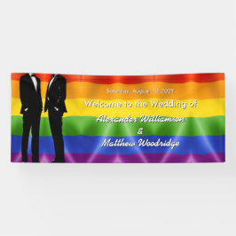 Elegant Modern Gay Men Wedding Rainbow Welcome 横断幕