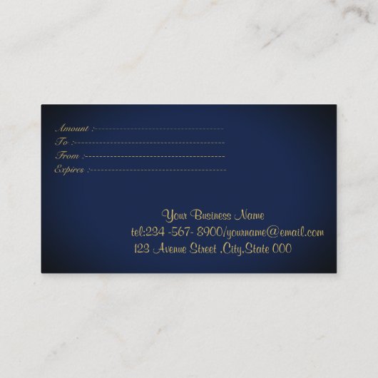 Elegant Modern Geometric Gold Lines, Confetti Blue 割引カード (裏面)