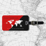 elegant, modern & geometric red black world travel ラゲッジタグ<br><div class="desc">A great design to identify your belongings. The map of the World in a half black / half red background</div>