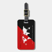 elegant, modern & geometric red black world travel ラゲッジタグ (正面縦)