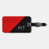 elegant, modern & geometric red black world travel ラゲッジタグ (裏面横)