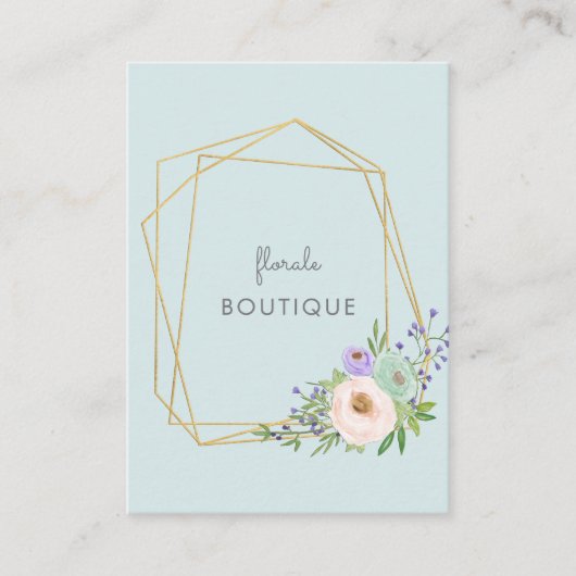 Elegant, modern, geometrisch Gold & Pastel-Blumen 名刺 (正面)