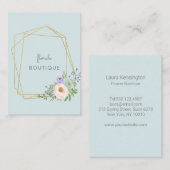 Elegant, modern, geometrisch Gold & Pastel-Blumen 名刺 (正面/裏面)