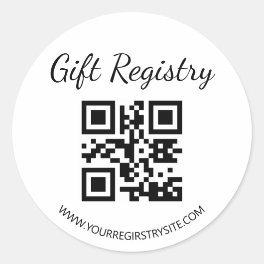 elegant modern gift registry qr code baby shower ラウンドシール (正面)