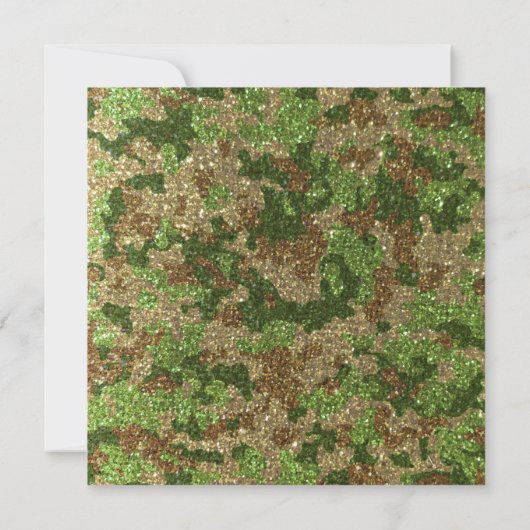 Elegant Modern Glitter Camouflage Military Wedding 招待状 (裏面)