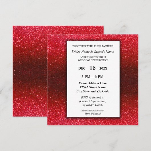 Elegant Modern Glitter Engagement Wedding Party 招待状 (正面/裏面)