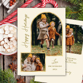 Elegant Modern Gold Arch 3 Photo Happy シーズンカード