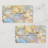 Elegant Modern Gold Circle Opal Stone 名刺 (正面/裏面)