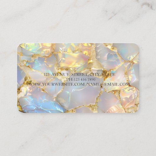 Elegant Modern Gold Circle Opal Stone 名刺 (裏面)