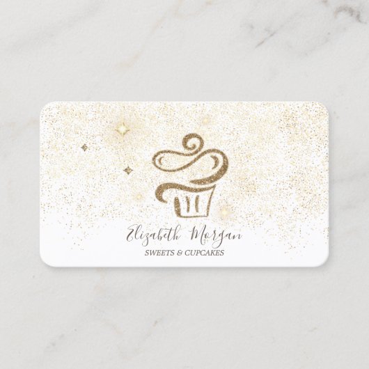 Elegant Modern Gold Confetti Cupcake 名刺 (正面)