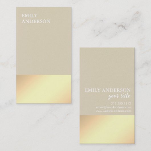 Elegant Modern Gold Glow Minimalistic Beige  名刺 (正面/裏面)