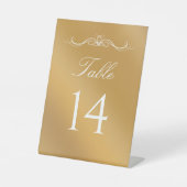 Elegant Modern Gold Gradient Wedding Table Number 台座サイン (正面)
