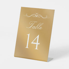 Elegant Modern Gold Gradient Wedding Table Number 台座サイン