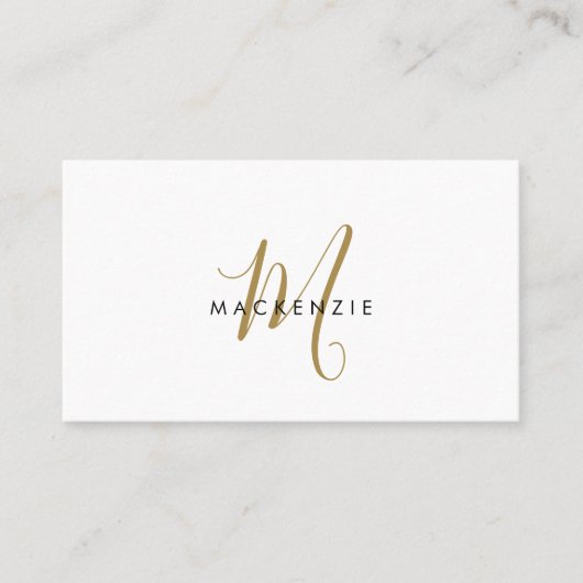 Elegant Modern Gold Script Monogram QR Code 名刺 (正面)