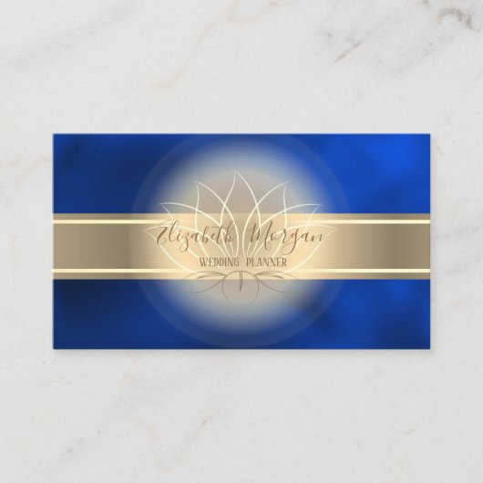 Elegant Modern Gold Stripe,Lotus Royal Blue 名刺 (正面)