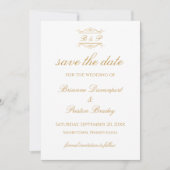 Elegant Modern Gold & White Monogram Wedding セーブザデート (正面)