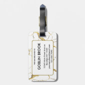 Elegant Modern Golden Veins Marble Pattern Name ラゲッジタグ (裏面縦)