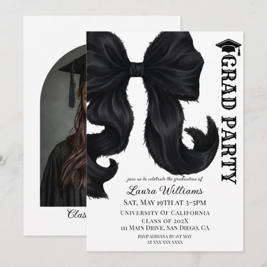 Elegant Modern Graduation 招待状 (正面/裏面)