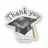 Elegant Modern Graduation Cap Gold シール (正面)