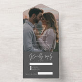 Elegant modern gray wedding photo with RSVP オールインワン招待状 (内側)