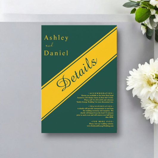 Elegant Modern Green and Gold Luxury Chic Wedding エンクロージャーカード