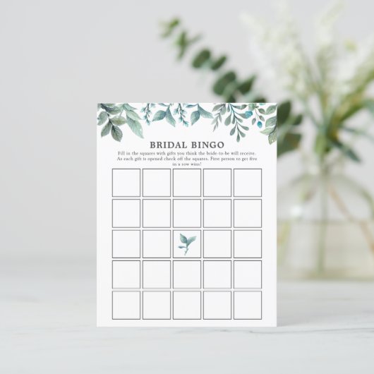 Elegant Modern Greenery Bridal Shower Bingo Game (スタンド正面)