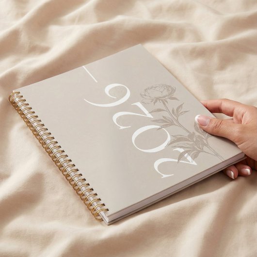 Elegant Modern Hand-Drawn Sketch Floral Organize プランナー手帳