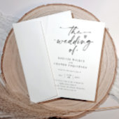 Elegant Modern Handwriting Black & White Wedding 招待状