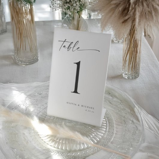 Elegant Modern Handwriting Wedding Table Numbers 台座サイン
