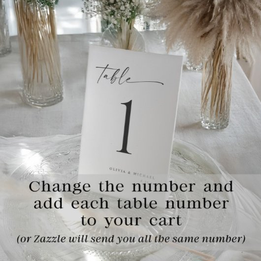 Elegant Modern Handwriting Wedding Table Numbers 台座サイン