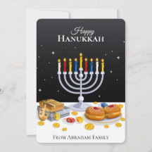 Elegant Modern Hanukkah Menorah Sufganiyot Dreidel