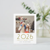 Elegant Modern Happy New Year 2026 Family Photo シーズンポストカード (スタンド正面)
