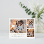 Elegant Modern Happy New Year 3 Multi Photo シーズンポストカード (スタンド正面)