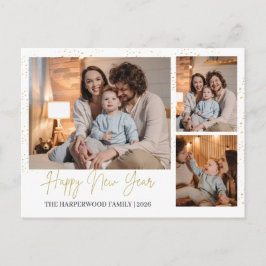 Elegant Modern Happy New Year 3 Multi Photo シーズンポストカード