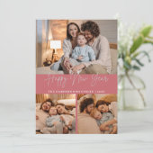 Elegant Modern Happy New Year Black 3 Collage シーズンカード (スタンド正面)