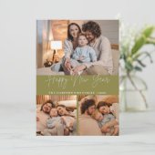 Elegant Modern Happy New Year Black 3 Collage シーズンカード (スタンド正面)