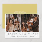 Elegant Modern Happy New Year Family 2 Photo シーズンカード (正面/裏面)