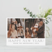 Elegant Modern Happy New Year Family 2 Photo シーズンカード (スタンド正面)