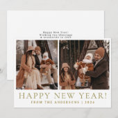 Elegant Modern Happy New Year Family 2 Photo シーズンカード (正面/裏面)