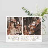 Elegant Modern Happy New Year Family 2 Photo シーズンカード (スタンド正面)