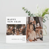 Elegant Modern Happy New Year Family 3 Photo シーズンカード (スタンド正面)