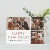Elegant Modern Happy New Year Family 3 Photo  シーズンカード (スタンド正面)