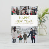 Elegant Modern Happy New Year Family 4 Photo シーズンカード (スタンド正面)
