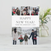 Elegant Modern Happy New Year Family 4 Photo シーズンカード (スタンド正面)
