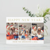 Elegant Modern Happy New Year Family Photo シーズンカード (スタンド正面)